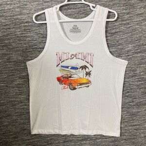 Miami White Tank Top with Miami Surf Colorful Graphic